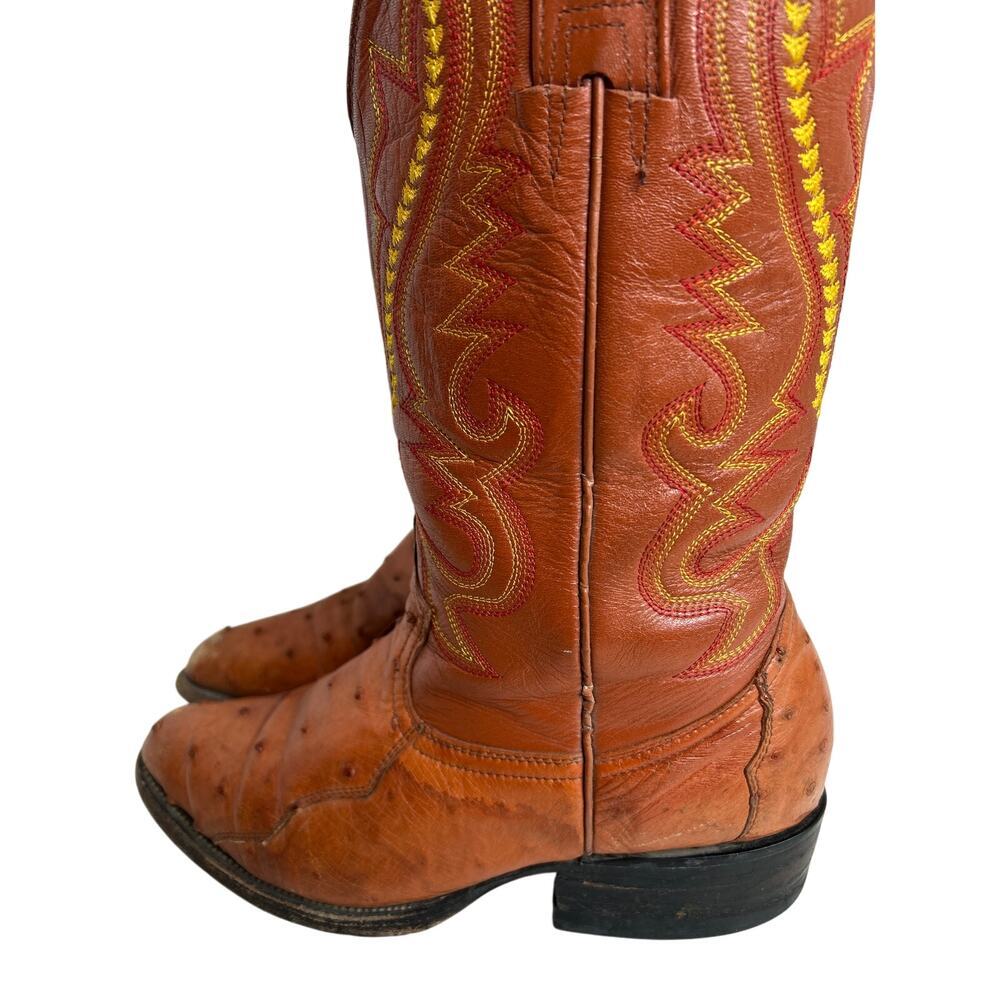 R&R Western Wear Men's Ostrich‎ Cowboy Exotic Leather Boots ~Size 7